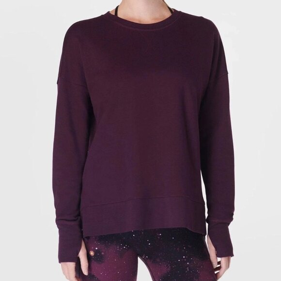 Sweaty Betty Tops - NWT Sweaty Betty AFTER CLASS Black-Cherry Purple Longline Sweatshirt Sz Small